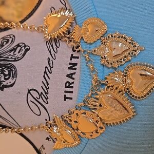 Dangle hearts boho necklace  Goldtone rolo chain. Great gift or gift to self.